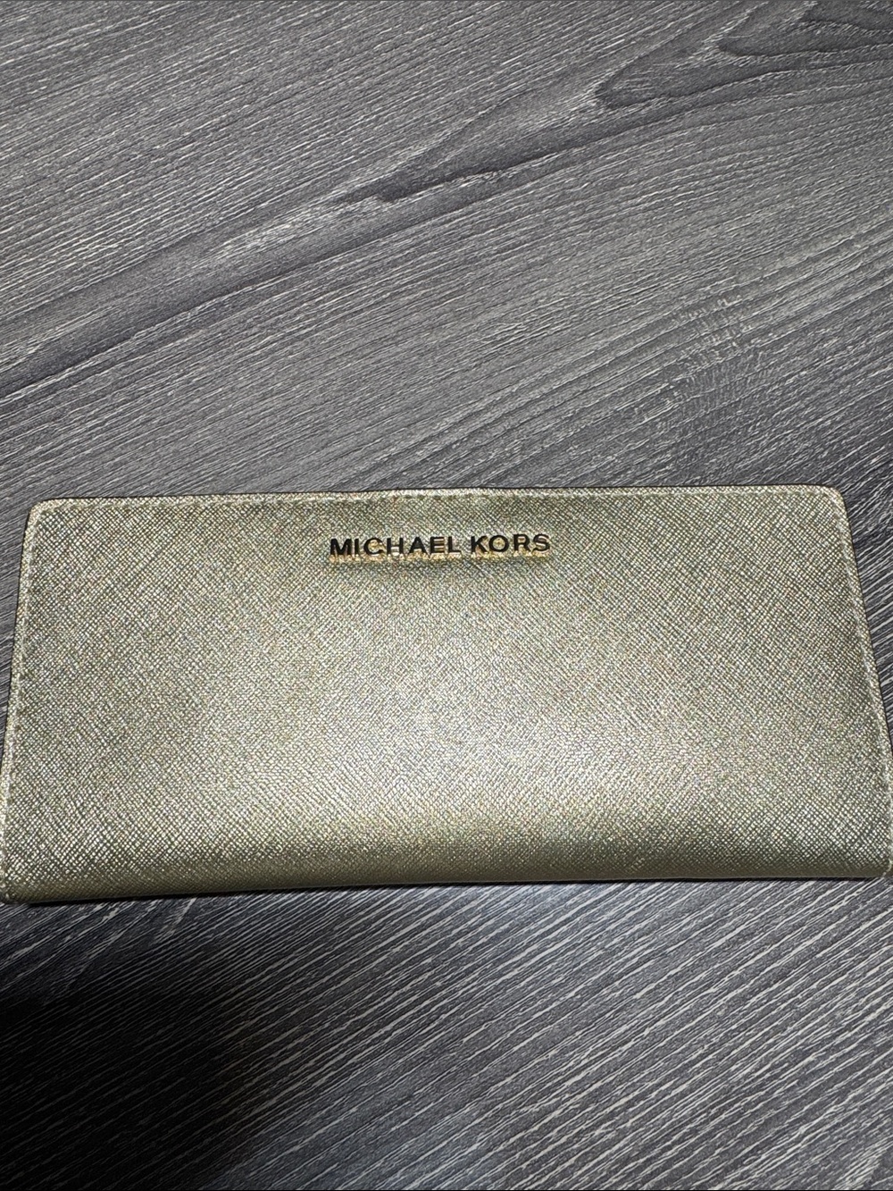 Michael Kors Metallic Gold Saffiano Zip Wallet